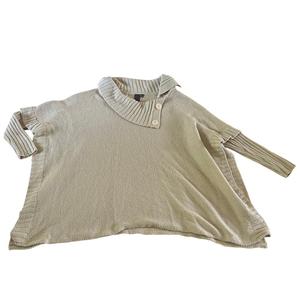 Quinn Beige Knit Pullover Poncho Sweater Sz M Preppy